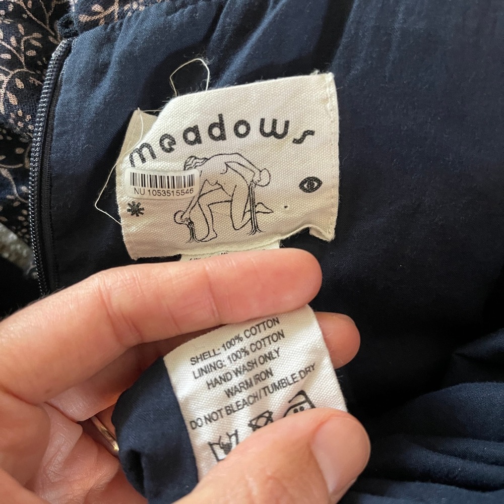 Anthropologie Meadows Amaryllis Floral Dress Navy Cotton Prairie Cottagecore 10 - Picture 7 of 14